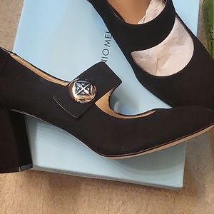 Ladies black Mary Jane suede heels
